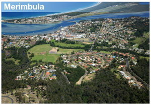 Aireal view of Merimbula.